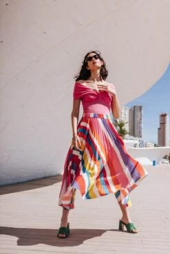 JUPE PAULA RAYURES MULTICO