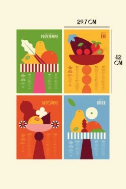 SET DE 4 AFFICHES A3 FRUITS & LÉGUMES DE SAISON -Make My Lemonade Mock upA3 BundleSaisons
